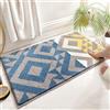 FANSU Tappeto Bagno Antiscivolo, Tappeto Cucina in Microfibra Tappetino Bagno Assorbente Tappeto Doccia Lavabile per Bagno, Cucina, Camera da Letto (80x120cm,Blu Grigio Geometria)