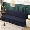 Surwin Copridivano Senza Braccioli 2/3 Posti Elasticizzato, Tinta Unita Antimacchia Fodera per Divano Letto Pieghevole Clic Clac Copri Divano con Gonna Arricciata (190-225cm,Blu Navy)