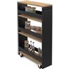 IDMarket - Carrello portaoggetti da cucina salvaspazio HAGA a ripiani nero e faggio