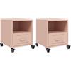 vidaXL Comodini 2 pz Rosa 36x39x43,5 cm in Acciaio, comò, tavolinetto, arredo camera letto, tavolino, tavolino notte, mobili camera letto, mobili