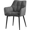 ML DESIGN modern living ML-Design Sedia per Sala da Pranzo 63x57x90 cm Imbottitura in Spugna Grigio Scuro con Schienale e Braccioli Telaio in Metallo Poltroncina Confortevole Ergonomica per Cucina Salotto o Soggiorno