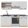 Vicco Cucina componibile R-Line, Casa di campagna bianca/Rovere dorato, 200 cm, PL Antracite, adatto per l'espansione personalizzata tramite moduli aggiuntivi