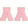 QUARKZMAN Toppe Lettere in Chenille 2.2 Autoadesive Lettera A Toppe Ricamate Adesive per Riparare Vestiti Jeans Scarpe Cappello DIY (Rosa, Confezione da 2)