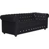 Vente-unique - Divano fisso 3 posti Chesterfield - velluto - nero