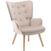 Vente-unique - Poltrona dritta 1 posto Vately - velluto - beige