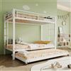 YEHTOKHOME Letto a castello 3p 90x200 estraibile 90x190 metallo bianco