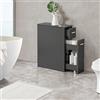 [en.casa] Mobile da Bagno Basso Stretto con 2 Cassetti Armadietto Multiuso per Cucina Lavanderia 61x20x45 cm Cassetto Estraibile a Ripiani e Rotelle - Grigio Scuro