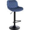 CLP Sgabello da bar Kasson | struttura in metallo | Sgabello da banco regolabile in altezza e girevole a 360°, Colore:blu, Materiale:Velluto