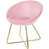 ML DESIGN modern living ML-Design Sedia da Sala da Pranzo in Velluto Rosa Sedia da Soggiorno con Schienale Rotondo Poltrona Imbottita Gambe in Metallo Dorato Poltroncina Ergonomica da Cucina con Schienale e Braccioli