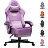 GTPLAYER Sedia da gioco, traspirante, da ufficio, ergonomica, in tessuto di alta qualità, ergonomica, schienale regolabile a 160° e poggiapiedi estraibili, carico 180 kg,viola chiaro