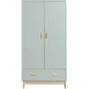 Rebecca Mobili Armadio per Bambini, Guardaroba Salvaspazio, Verde Acqua Marrone, MDF Pino, con 1 Cassetto 2 Ante, per Cameretta Montessoriana - Misure HxLxP: 175 x 80 x 55 cm - Art. RE6988