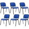 CLP Set 6X Sedie Ufficio Ospite Ken Imbottite in Stoffa I Sedie Attese Impilabili Imbottite Impilabili Carico Max 120 kg, Colore:Blu