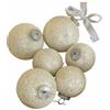 Loberon Shariz Set di 6 Palline di Natale - Vetro soffiato - Accurata Decorazione con Perline, Dorato