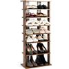GIANTEX Scarpiera da Ingresso, Portascarpe a 7 Ripiani, Scaffale per 7/14 Scarpe, in Legno, Stretto e Compatto per Salvaspazio, 2 Size di 27,5x26,5x110 cm e 45x25x110 cm (Marrone, L)