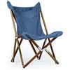 Telami - Sedia Tripolina - Collezione Milano - Pieghevole e Leggera - Blu Jeans - Legno Tinto Teak - Made in Italy - Mobili da Esterno - Alta Qualità - Legno di Frassino -69 x 106 x 83 cm