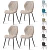 GrandCA HOME Set di 4 Sedie da Pranzo, Sedie da Pranzo Imbottite, Sedie da Cucina Nordiche con Gambe in Metallo, Cuscini in Tessuto a Rombi, Beige-R