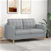 Homgoday Divano lounge a 2 posti con schienale imbottito divano doppio soggiorno divano ospite divano moderno divano per soggiorno reception ufficio grigio chiaro 140 cm tessuto