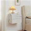 [en.casa] Comodino da Parete con 2 Cassetti 40 x 29 x 30 cm Cassettiera Pensile Portaoggetti da Muro - Effetto Marmo Bianco