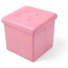 fashion home Pagano Pouf Contenitore Quadrato Pieghevole in Ecopelle 38x38x38 cm Sgabello Poggiapiedi con Seduta Imbottita Carico 150 kg (Rosa)