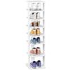 GOPLUS Scaffali Portascarpe in Legno, Multi Ripiani per 8 Scarpe, Design a Colonna Salvaspazio, Scarpiera per Ingresso/Angolo/Camera, 27,5x26,5x110cm (Bianco)