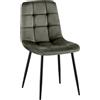 CLP Sedia da Pranzo Imbottita Antibes, Sedia da Cucina in Velluto con Schienale e Struttura in Metallo Nero, Portata 150 kg, Colore:Antracite