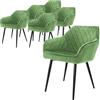 ML DESIGN modern living ML-Design Set di 6 Sedie da Pranzo con Braccioli e Schienale in Velluto Colore Verde Chiaro Poltroncina da Soggiorno Imbottita Gambe in Metallo Seduta Ergonomica Confortevole da Salotto Design Moderno