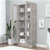 Homgoday Vetrina in vetro, vetrina per soggiorno, credenza, cucina, ufficio, armadio per documenti, con 5 ripiani, 2 porte in vetro, 82,5 x 30,5 x 185,5 cm, grigio cemento