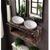 CHYRKA®, BORYSLAW, lavandino, mobiletto da bagno, mobiletto pensile, in metallo e legno, realizzato a mano (naturale, 120 x 28 cm, altezza = 40 cm)