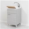 Inbagno Mobile lavatoio salvaspazio 45x50, 1 Anta con Vasca in Resina, Completo di ASSE lavapanni e Kit di Scarico