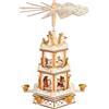 Brubaker Piramide di Natale - Piramide di Legno Rotante a 3 Piani - Decorazione Natalizia con 3 Piani e Ali di Stelle in Legno - Altezza 45 cm - Figure Natalizie Dipinte a Mano - Marrone Naturale