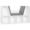 HOMCOM Libreria Scaffale 2 in 1 con Cuscini Morbidi e 6 Scomparti, Mobile Libreria Multiuso per Libri e Giochi, Scaffale a 6 Cubi per Soggiorno, Camera da Letto e Ufficio, 102x30x61 cm, Bianco