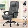 ALFORDSON Sedia Girevole con Poggiagambe Poltrona Direzionale Ergonomica da Ufficio Studio Regolabile con Rotelle, Supporto Lombare, Altezza Regolabile, Portante di 180 kg, Similpelle(Grigia)