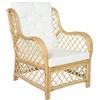 qohoio Divano con Cuscino in Rattan Naturale e Lino-325469