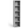 eacommerce Libreria Scaffale con Ripiani Moderna Salvaspazio Design Aperto in Legno Resistente Stabile Antiribaltamento Casa Ufficio (Cemento, 30x24x132H cm - 5 Ripiani)