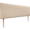 DHOME Testiera in similpelle o tessuto AQUALINE Liscia e con gambe per letto imbottito, 145cm con Gambe (Lits 120/135/140), Similpelle Beige