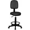 SEDIAOFFICE - Sgabello con Ruote e Schienale Regolabile in Altezza e Girevole, Sgabello Cassa da Lavoro per Ufficio, Reception Parrucchiere, Sale Giochi (No Braccioli, Ruote Base, Nero Ecopelle)