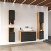 Planetmöbel Set completo di mobili da bagno 90 cm | rovere oro/antracite, mobiletto con lavabo da appoggio, 2x mobile midi e colonna LUX 30 cm