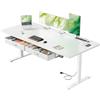 SOLAVERO Scrivania Regolabile in Altezza, 180 x 80 cm Scrivania Motorizzata con Presa, Porta USB-C, 2 Cassetti Rimovibili, Controlli Memoria e Sistema Anti-Collisio, Standing Desk Bianco