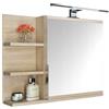 FreshYou Mobiletto a specchio 60x50 sonoma, per il bagno con mensole, specchio da bagno, mobiletto sospeso - da parete, LAMPADA LED - Sinistra