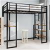 Arhatreya Letto a soppalco 90 x 190 cm, culla con scrivania, letto singolo con scala, letto in metallo con ringhiera, letto per bambini e ragazzi, appartamento (senza materasso) nero