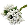 Generico Fiorellini per bomboniera 144 Pistilli | Vari Colori | Fiori per BOMBONIERE Mini Berry Shiny Eventi Matrimonio Battesimo Comunione (Bianco)