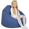 Italpouf Pouf Poltrona Sacco per Bambini, Pouf da Salone, Ecopelle, Pieno di Pallini di Polistirolo, Impermeabile, Certificato, Blu