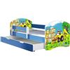 ACMA Letto per Bambino Cameretta per Bambino con Materasso Cassetto Rete a doghe II BLU (20 L'escavatrice, 180x80 + Cassetto)