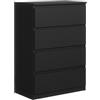MebLocker Cassettiera con 4 Cassetti - Settimino 39x70x102 cm - Cassettiera Salvaspazio per la Camera da Letto e Soggiorno - Armadio con Cassetti dal Design Moderno - Nero