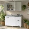 Linea Azzurra Sottolavello Cucina 120 Completo con Pensile 40, Colapiatto, Lavello e Miscelatore Cucina con 4 Cassetti e 2 Ante in Legno Made in Italy H85xL120xP50 cm (Bianco, Vasca a Sinistra)
