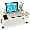 unycos - Vassoio per la Colazione e da Letto【60x40x26 cm】Tavolo Pieghevole con Leggio, Supporto Multifunzionale per Computer Portatile, Tablet, Lavorare, Leggere (Legna con Cassetto)