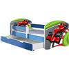 ACMA Letto per Bambino Cameretta per Bambino con Materasso Cassetto Rete a doghe II BLU (06 Formula 1, 140x70 + Cassetto)