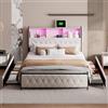 BLSYHDH Letto matrimoniale 180 x 200 cm con 4 cassetti, letto matrimoniale con contenitore letto in legno, letto imbottito, telaio letto con testiera imbottita
