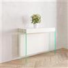 VE.CA.s.r.l. - Tavolo Consolle Allungabile Crystal - Con Porta Allunghe - In Vetro - Allungabile da 40 cm 250 cm - In Legno - Arredo Cucina Casa Design - Colore: Bianco Larice