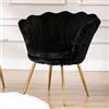 chairus Poltrona Imbottita Poltrona Camera da Letto Poltroncina in Pelliccia con Gambe in Metallo Placcato Oro Sedia da Salotto Sedie Imbottite per Camera da Letto/Soggiorno, Nero